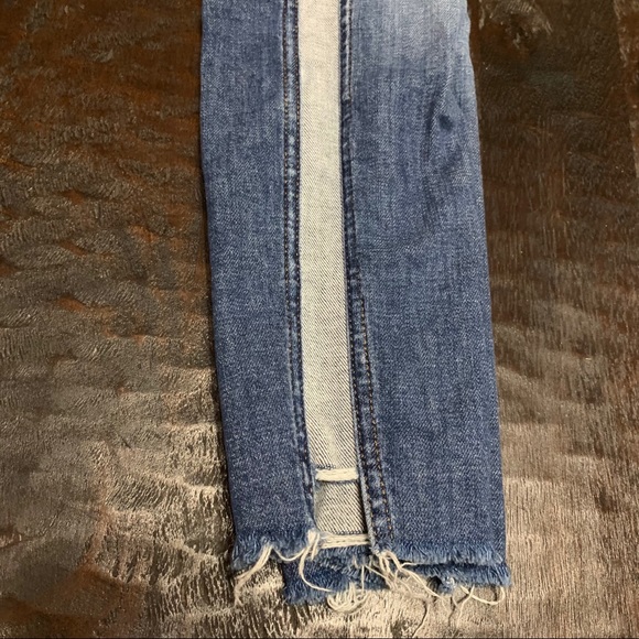 7 for all mankind blue skinny denim cropped tuxedo striped jeans Size 24 - Picture 7 of 15